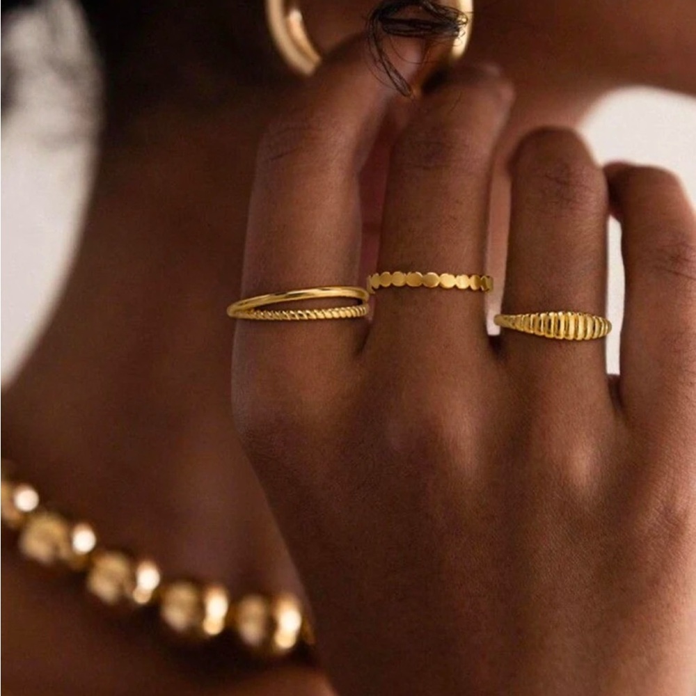 Gold Stackable Ring Set - 3-Piece Minimalist Rings